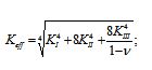 Second model for equivalent SIF calculation: