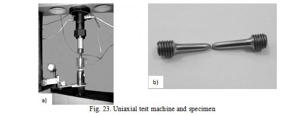  Uniaxial test machine and specimen